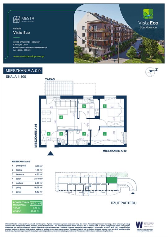 Nowe mieszkanie trzypokojowe Vista Eco budynek A Wrocław, Fabryczna, Łomnicka  57m2 Foto 1