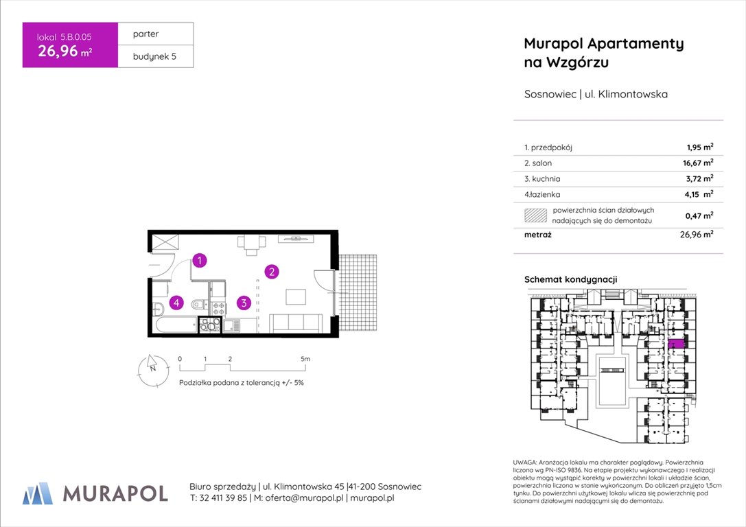 Nowa kawalerka Murapol Apartamenty na Wzgórzu Sosnowiec, ul. Klimontowska  27m2 Foto 1