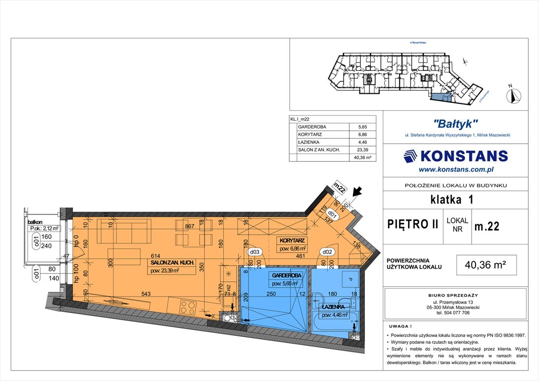 Nowa kawalerka Bałtyk Mińsk Mazowiecki, Wyszyńskiego 1  40m2 Foto 1