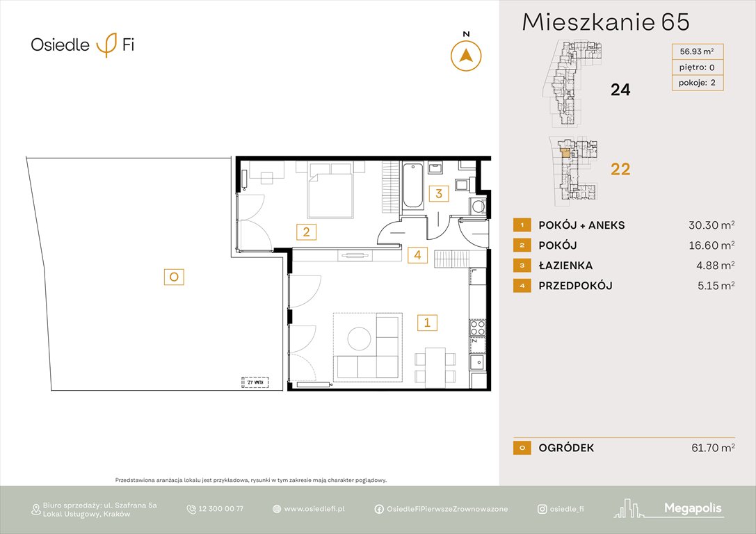 Nowe mieszkanie dwupokojowe Osiedle FI Kraków, Rzemieślnicza 22-24  57m2 Foto 1