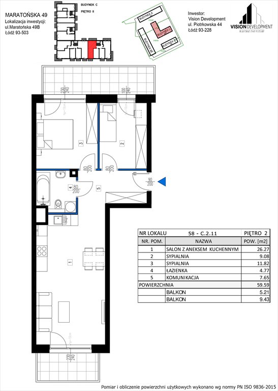 Nowe mieszkanie trzypokojowe Maratońska 49 Nowa Retkinia  Łódź, Retkinia, Maratońska 49C  60m2 Foto 1