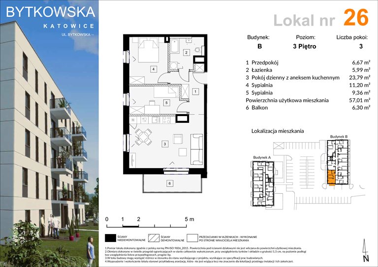 Nowe mieszkanie trzypokojowe Bytkowska 70B, C  Katowice, Wełnowiec-Józefowiec, Bytkowska  57m2 Foto 1