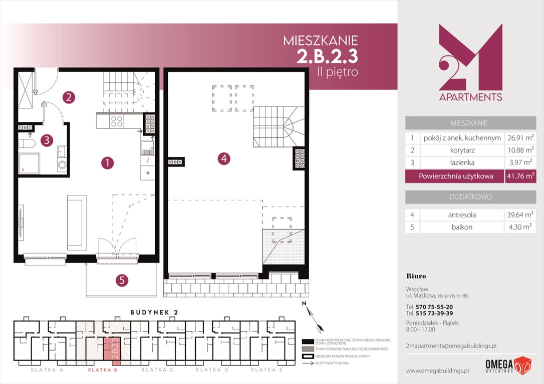 Nowe mieszkanie dwupokojowe 2M Apartments Wrocław, Maślice, Zawidowska 3  81m2 Foto 1