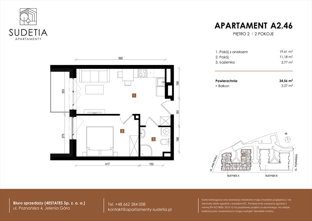 Nowe mieszkanie dwupokojowe APARTAMENTY SUDETIA Jelenia Góra, POZNAŃSKA 4  35m2 Foto 1