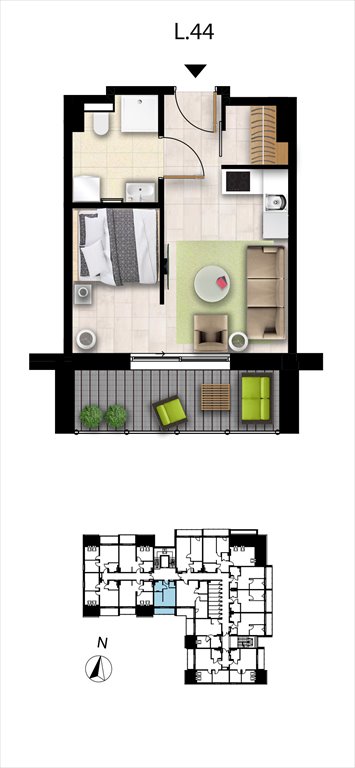 Nowa kawalerka Sunset Resort Grzybowo, Nadmorska 98 -106  27m2 Foto 1