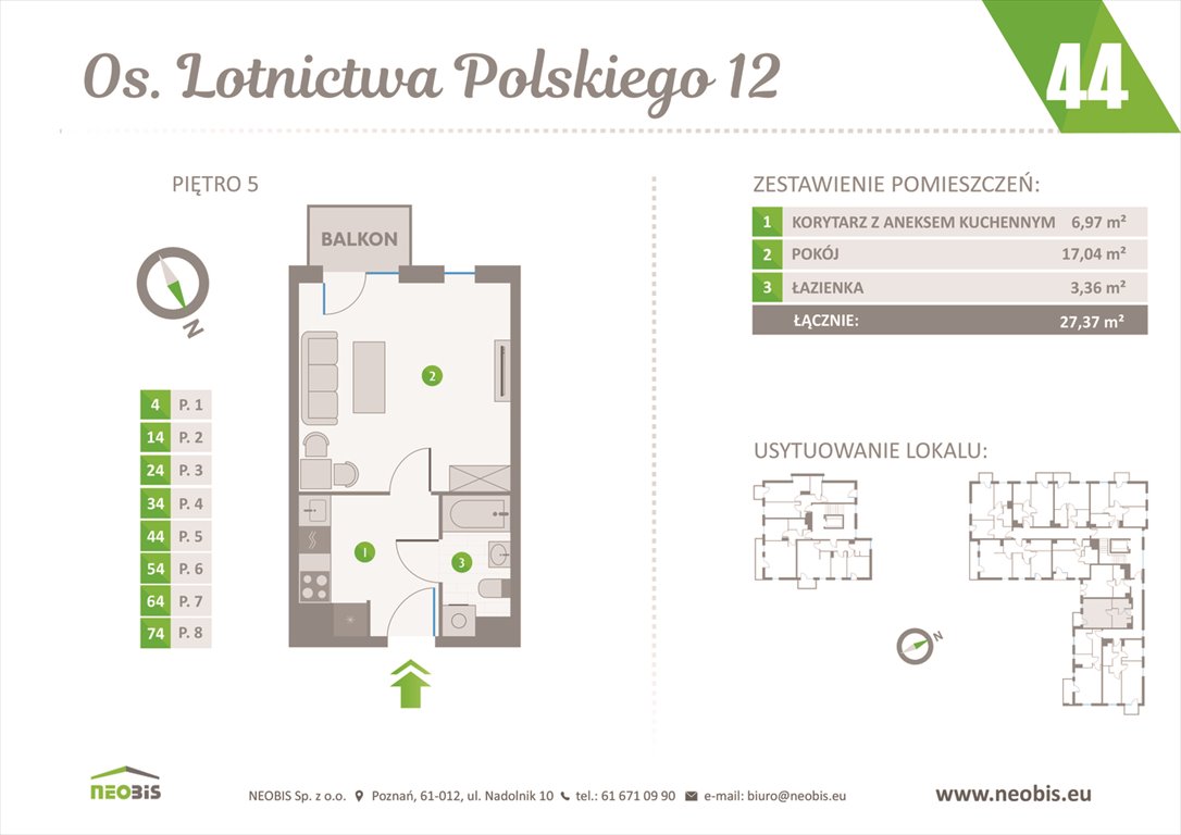 Nowa kawalerka OSIEDLE LOTNICTWA POLSKIEGO 12 W POZNANIU Poznań, Jeżyce, OS. LOTNICTWA POLSKIEGO 12  27m2 Foto 1