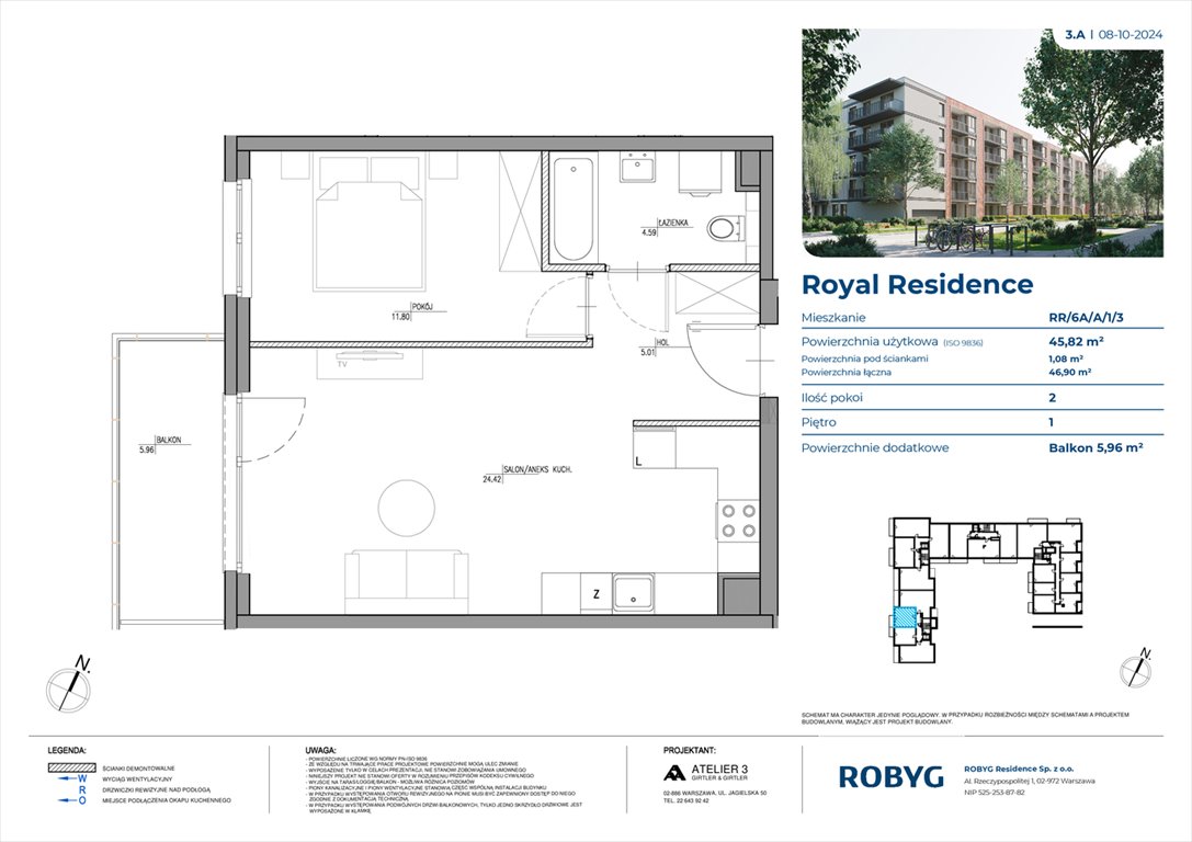 Nowe mieszkanie dwupokojowe Royal Residence Warszawa, Wilanów, Sarmacka  46m2 Foto 1