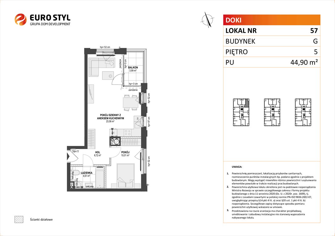 Nowe mieszkanie dwupokojowe DOKI LIVING Gdańsk, Śródmieście, ks. Jerzego Popiełuszki/Rybaki Górne  45m2 Foto 1