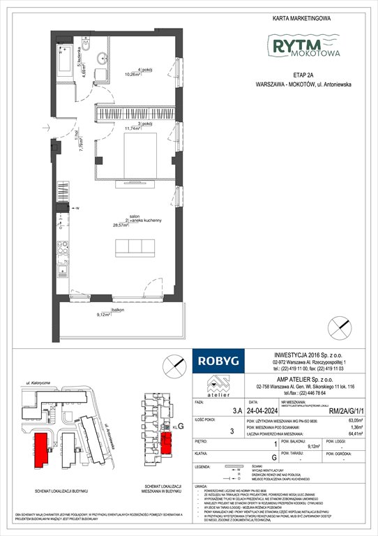 Nowe mieszkanie trzypokojowe Rytm Mokotowa Warszawa, Mokotów, Antoniewska  63m2 Foto 1