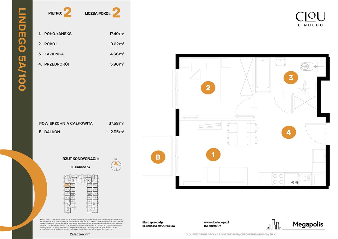 Nowe mieszkanie dwupokojowe Clou Lindego Kraków, Lindego 5a  37m2 Foto 1