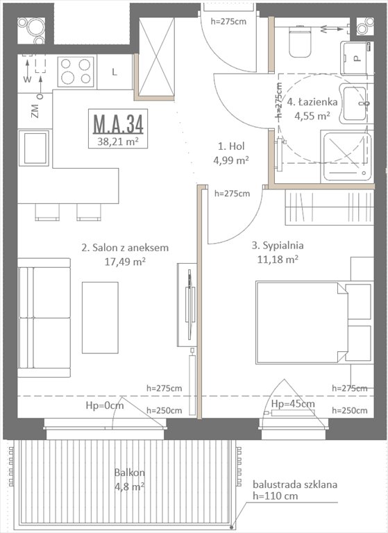 Nowe mieszkanie dwupokojowe Botanika Gdańsk, Osowa, Izydy  38m2 Foto 1