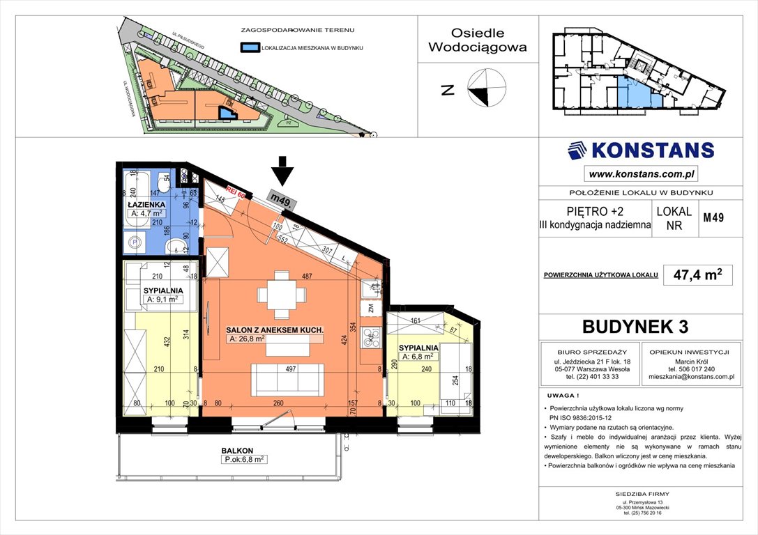 Nowe mieszkanie trzypokojowe WODOCIĄGOWA Etap VII Sulejówek, Wodociągowa 1, 1A, 1B  47m2 Foto 1