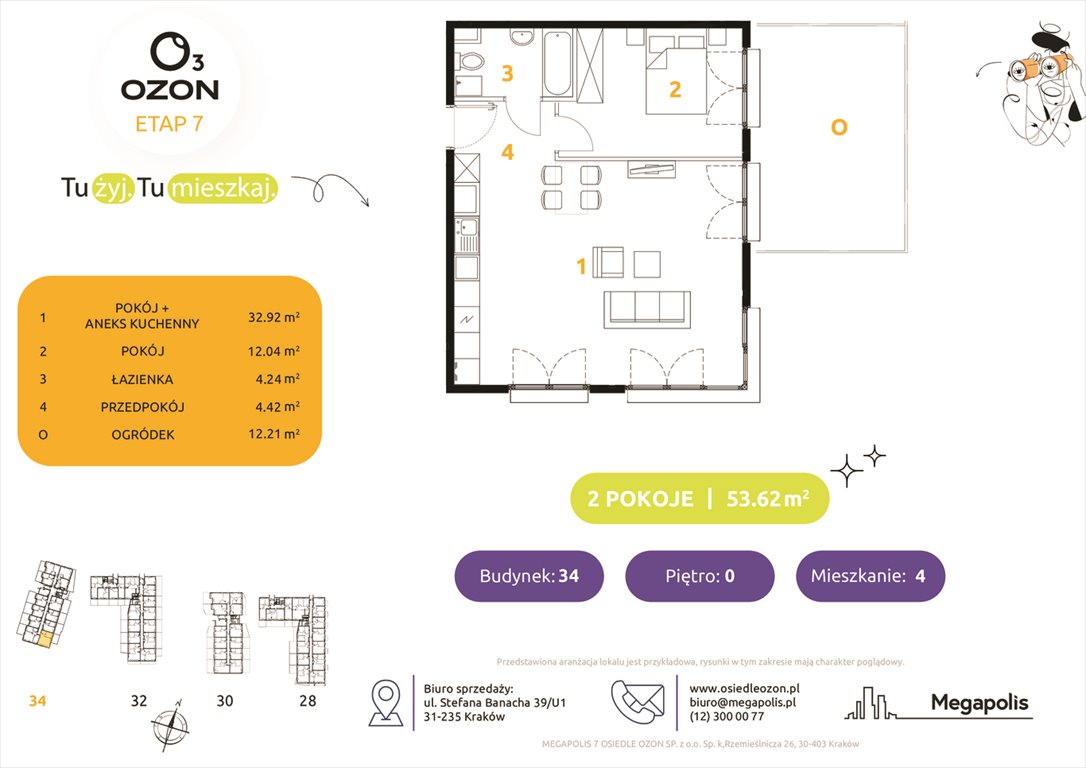 Nowe mieszkanie dwupokojowe Osiedle Ozon etap 7 Kraków, Prądnik Biały, Banacha 28-34  54m2 Foto 1