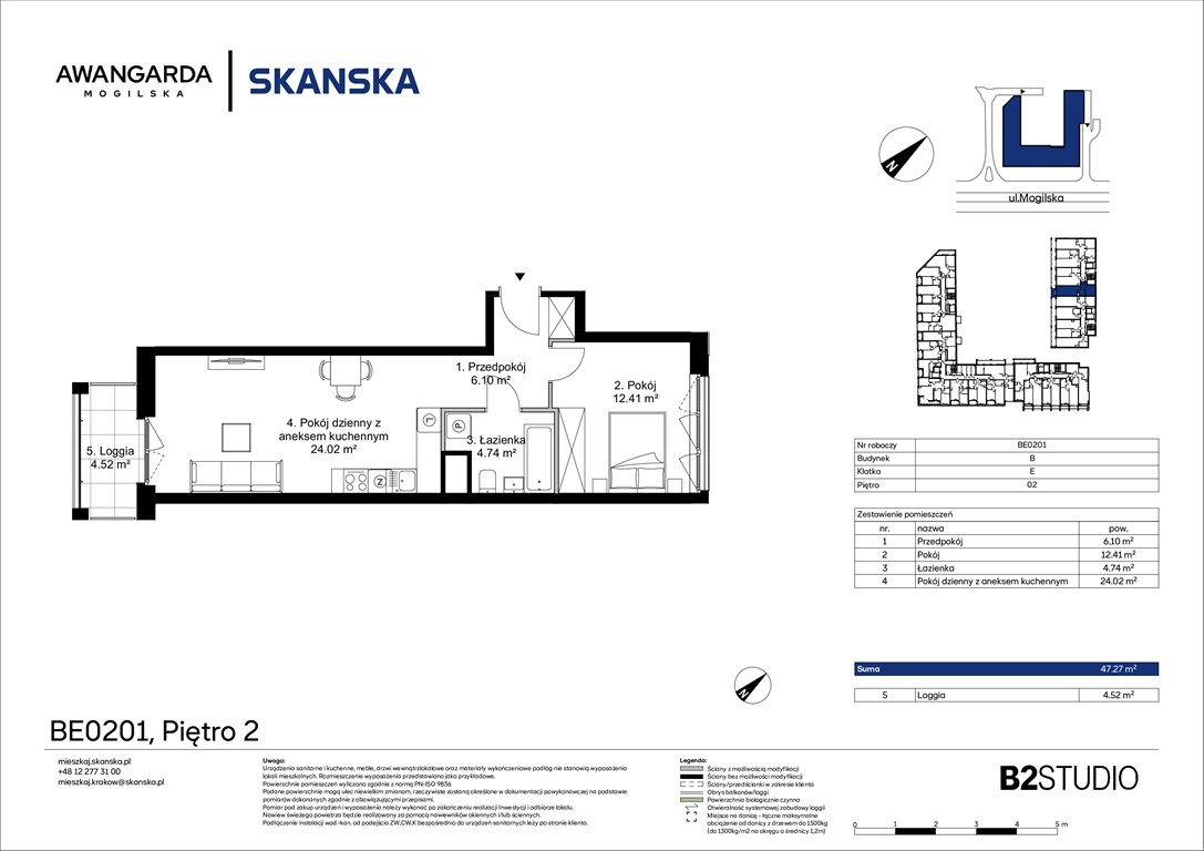 Nowe mieszkanie dwupokojowe Awangarda Mogilska Kraków, Prądnik Czerwony, Mogilska 126  47m2 Foto 1