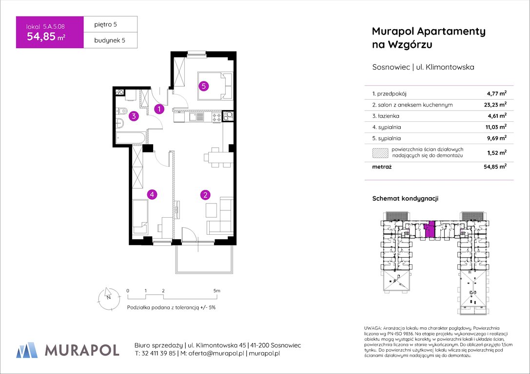 Nowe mieszkanie trzypokojowe Murapol Apartamenty na Wzgórzu Sosnowiec, ul. Klimontowska  55m2 Foto 1