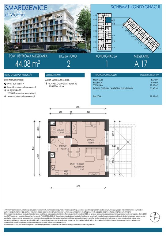 Nowe mieszkanie dwupokojowe AQUA MARINA SMARDZEWICE, WODNA  44m2 Foto 1