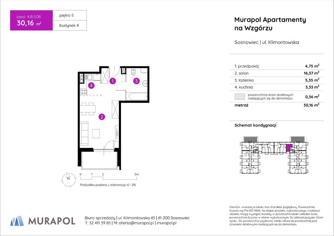 Nowa kawalerka Murapol Apartamenty na Wzgórzu Sosnowiec, ul. Klimontowska  30m2 Foto 1