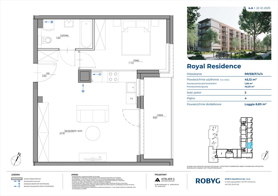 Nowe mieszkanie dwupokojowe Royal Residence Warszawa, Wilanów, Sarmacka  45m2 Foto 1