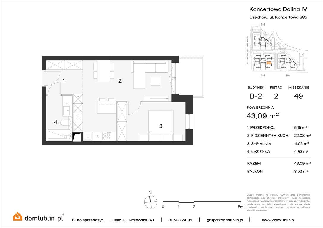 Nowe mieszkanie dwupokojowe Koncertowa Dolina Lublin, Choiny, Koncertowa  43m2 Foto 1