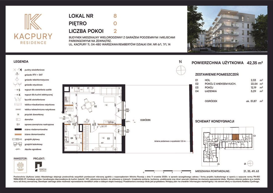 Nowe mieszkanie dwupokojowe Kacpury Residence Warszawa, Rembetów, Kacpury 11  42m2 Foto 1