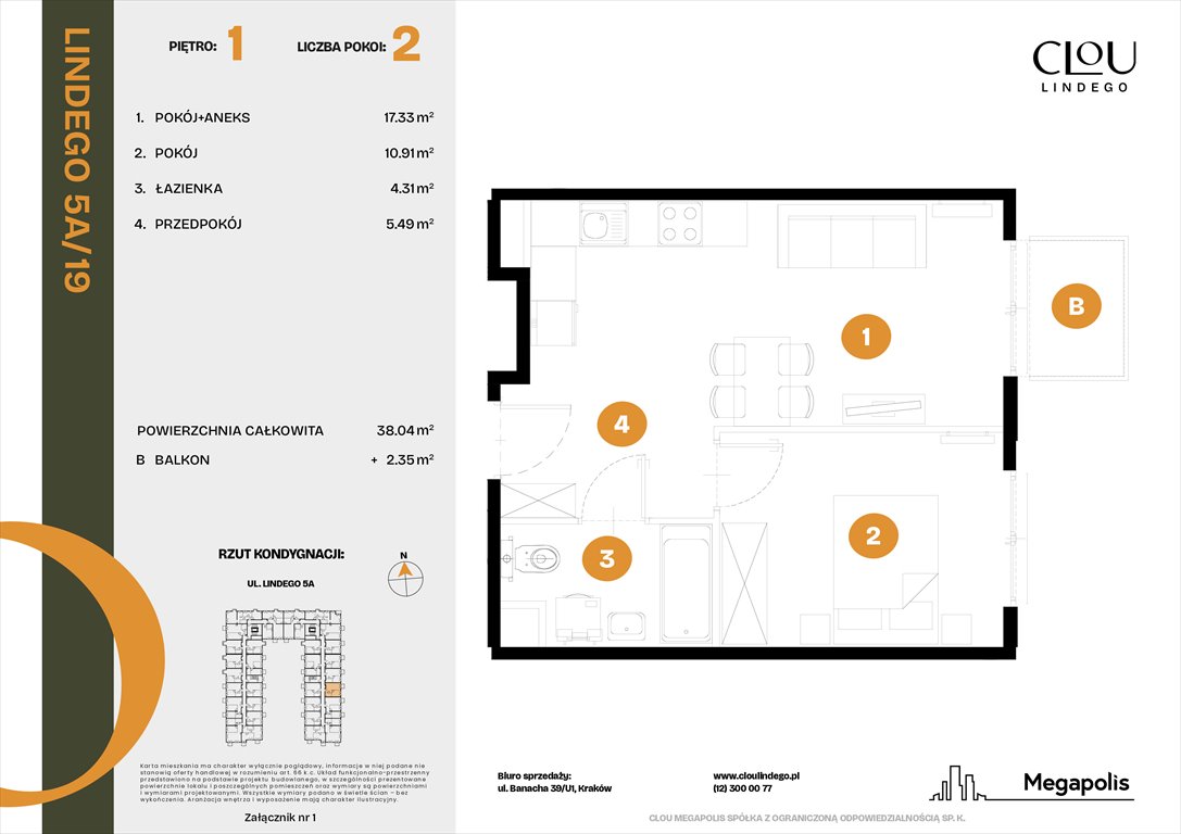 Nowe mieszkanie dwupokojowe Clou Lindego Kraków, Lindego 5a  38m2 Foto 1
