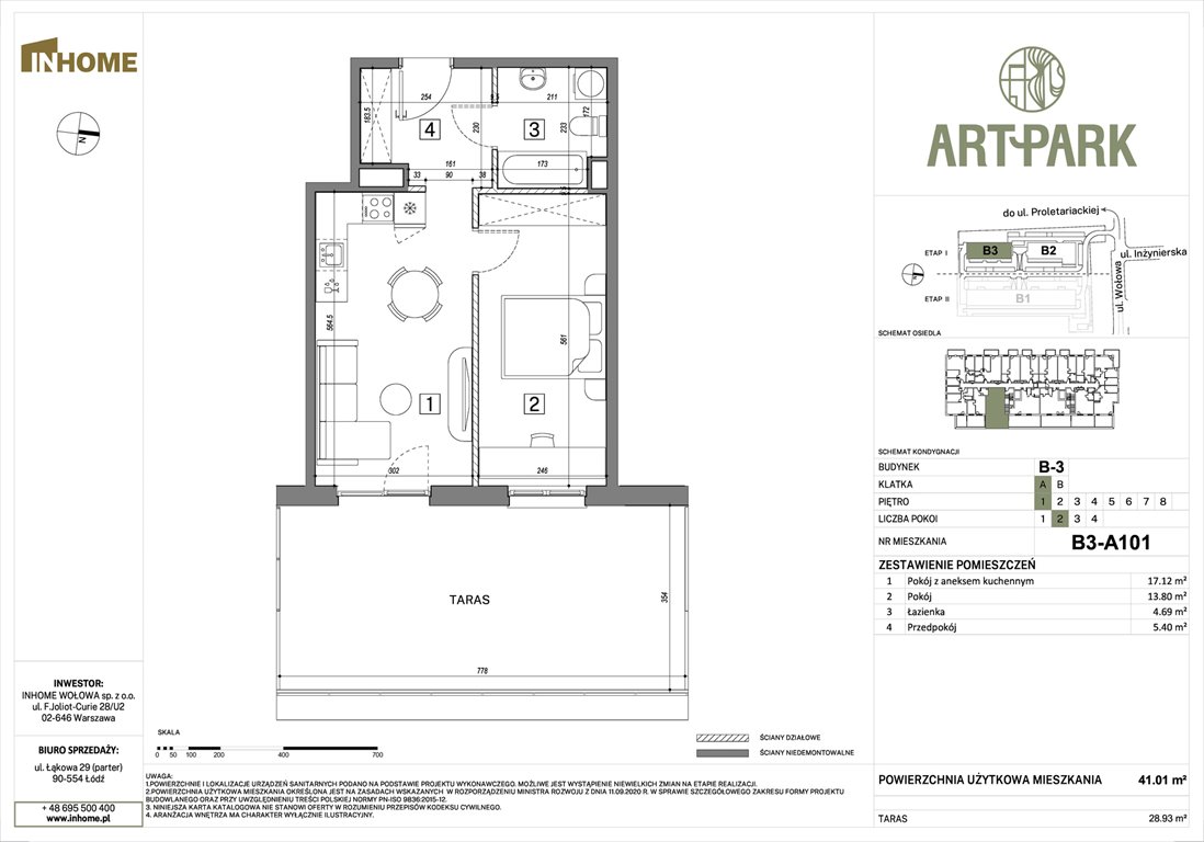 Nowe mieszkanie dwupokojowe ArtPark Łódź, Polesie, Wołowa 4A  41m2 Foto 1
