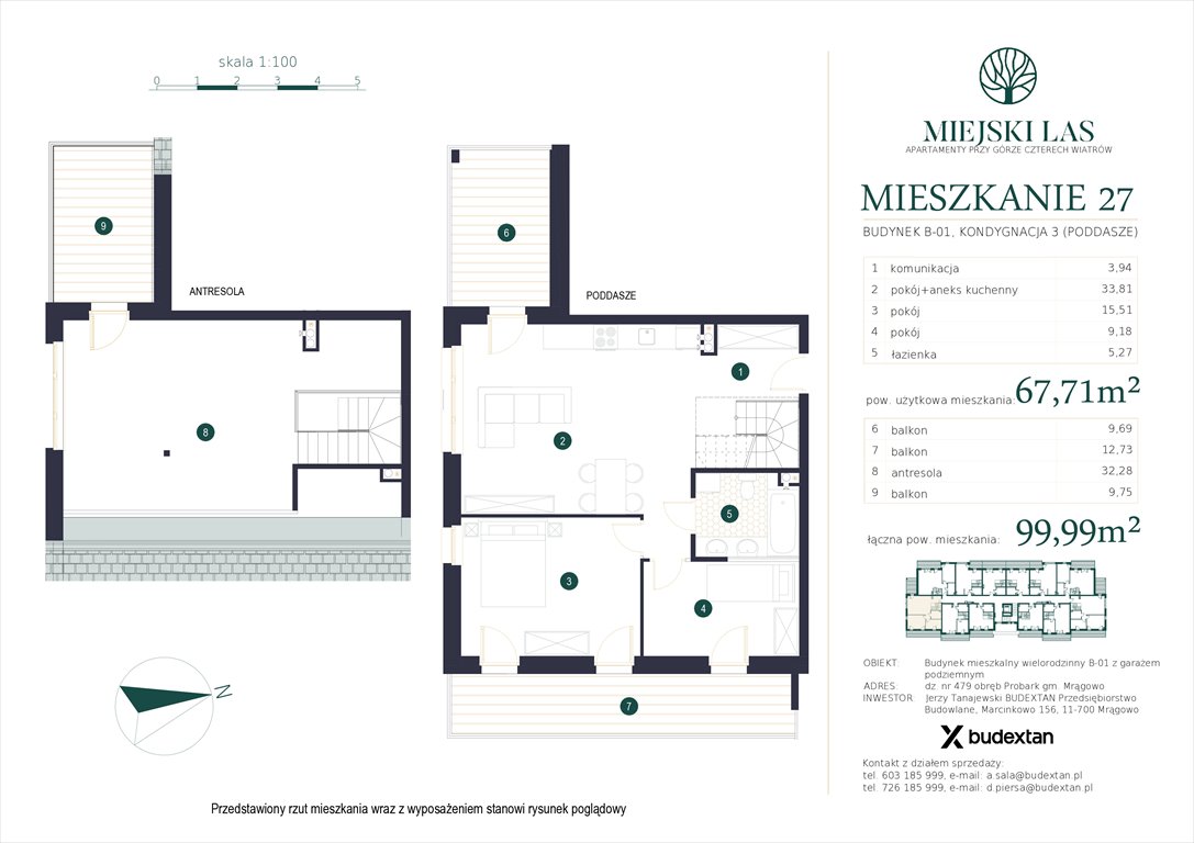 Nowe mieszkanie trzypokojowe MIEJSKI LAS APARTAMENTY PRZY GÓRZE CZTERECH WIATRÓW Marcinkowo, Marcinkowo 156  68m2 Foto 1