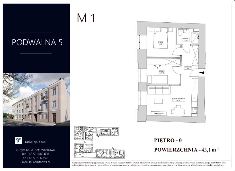 Nowe mieszkanie trzypokojowe podwalna5.pl Radom, Śródmieście, Podwalna 5  43m2 Foto 1