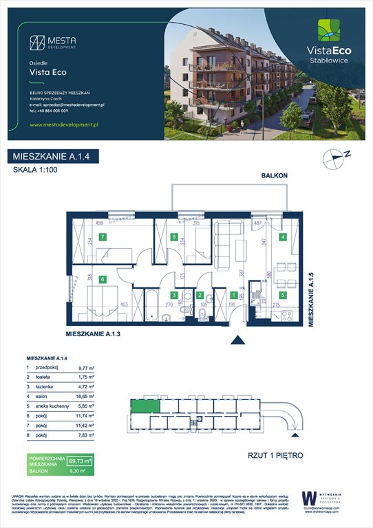 Nowe mieszkanie czteropokojowe  Vista Eco budynek A Wrocław, Fabryczna, Łomnicka  70m2 Foto 1