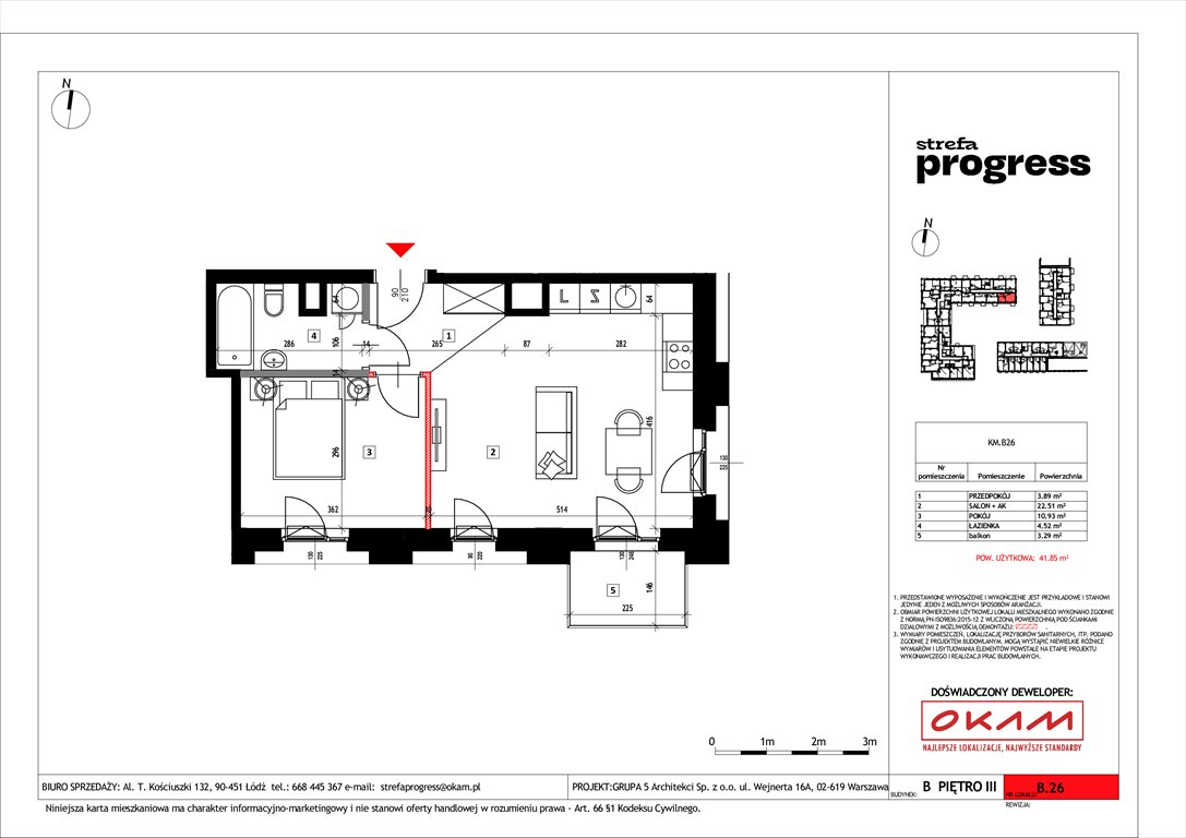 Nowe mieszkanie dwupokojowe Strefa PROGRESS Łódź, Al. Kościuszki 132  43m2 Foto 1