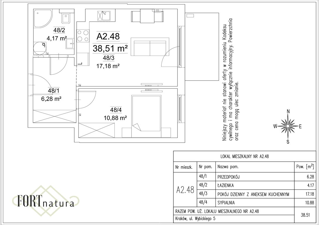 Nowe mieszkanie dwupokojowe FORT NATURA Kraków, Krowodrza, Wybickiego 5  39m2 Foto 1