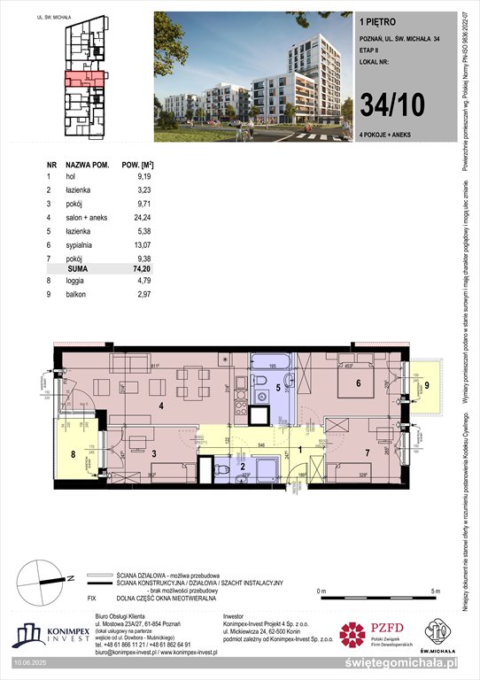 Nowe mieszkanie czteropokojowe  Świętego Michała etap 2 Poznań, Komandoria, Świętego Michała 36  74m2 Foto 1