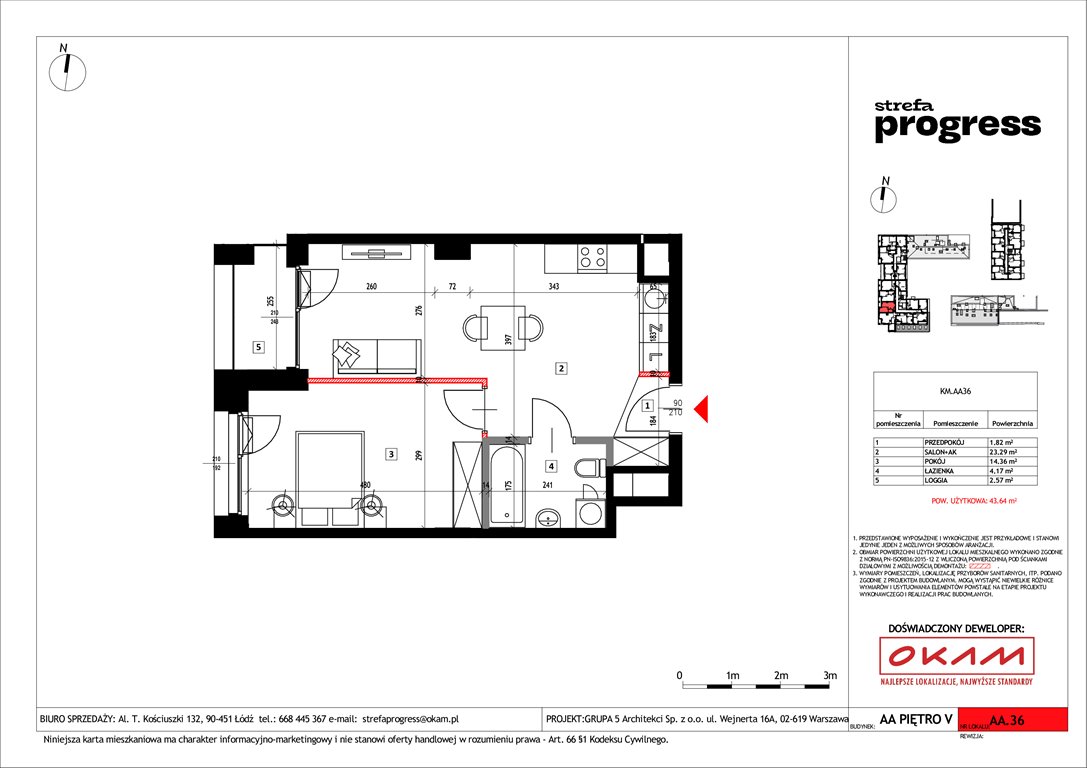 Nowe mieszkanie dwupokojowe Strefa PROGRESS Łódź, Al. Kościuszki 132  44m2 Foto 1