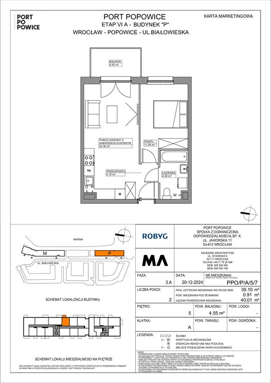 Nowe mieszkanie dwupokojowe Port Popowice Wrocław, Fabryczna, Białowieska 91a  39m2 Foto 1