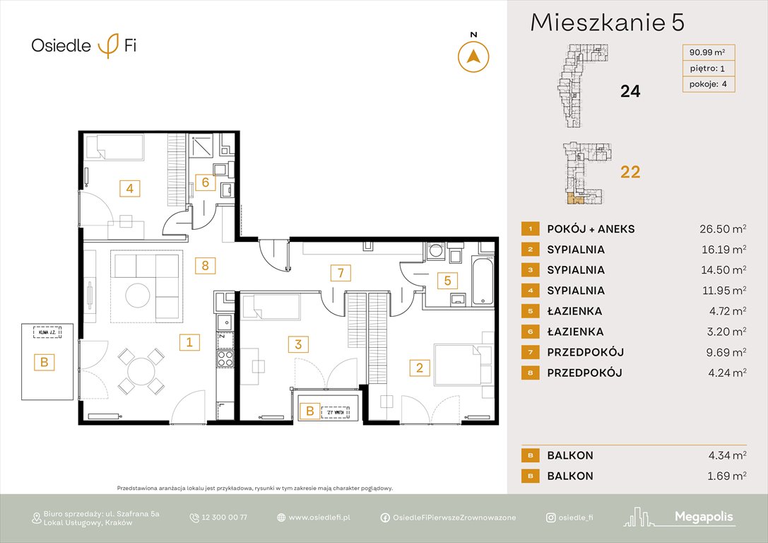 Nowe mieszkanie czteropokojowe  Osiedle FI 3 Kraków, Podgórze, Rzemieślnicza 22-24  91m2 Foto 1