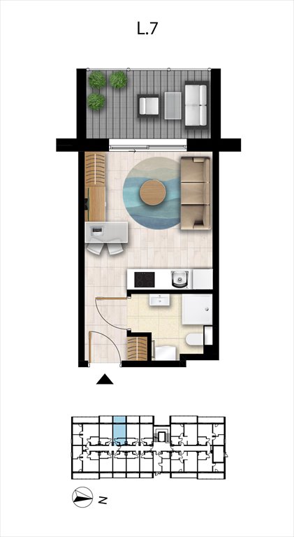 Nowa kawalerka Sunset Resort Grzybowo, Nadmorska 98 -106  22m2 Foto 1
