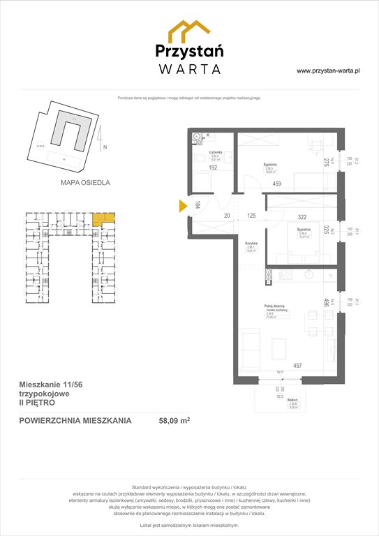 Nowe mieszkanie trzypokojowe Zielona Przystań nad Wartą Luboń, ul. Kajakowa 9 i 11  58m2 Foto 1