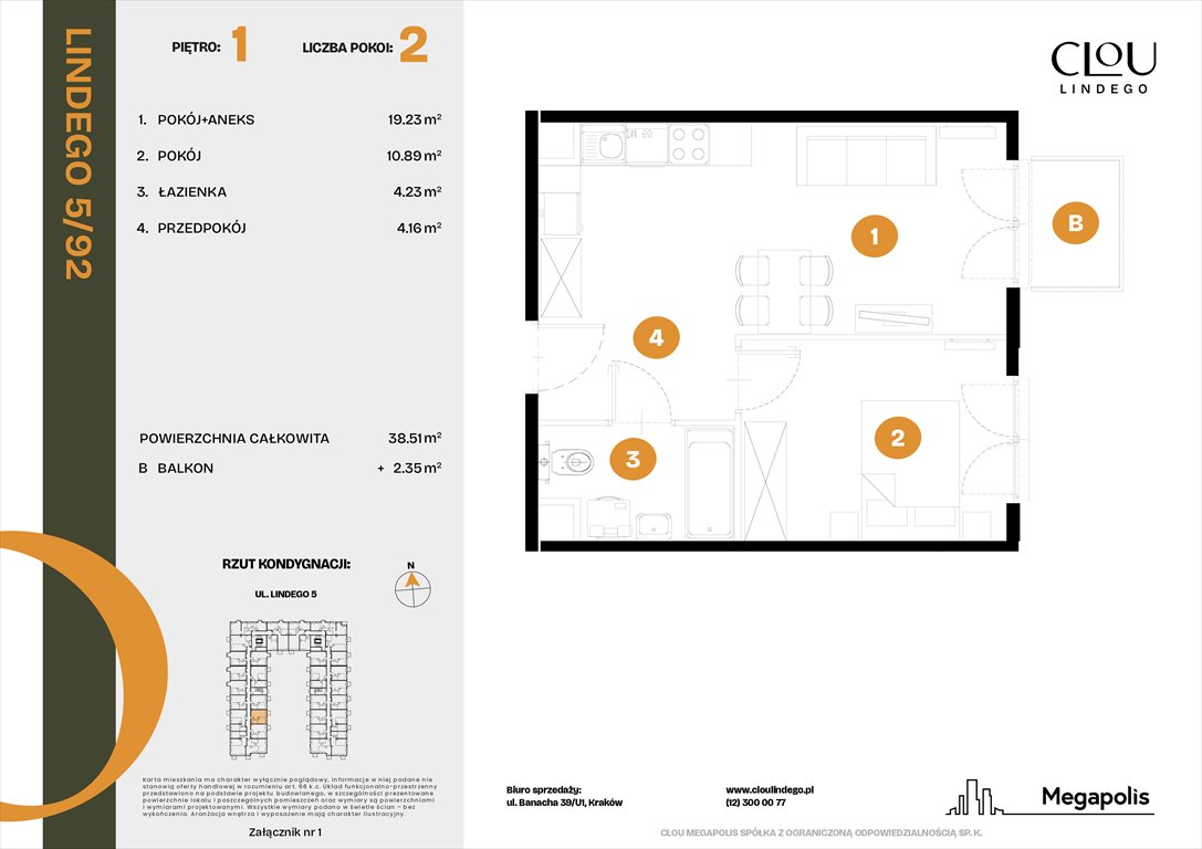 Nowe mieszkanie dwupokojowe Clou Lindego Kraków, Lindego 5  39m2 Foto 1