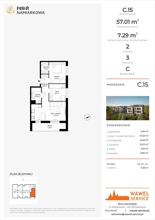 mieszkanie na sprzedaż 57m2 mieszkanie Będzin, Gzichów, Namiarkowa 15F