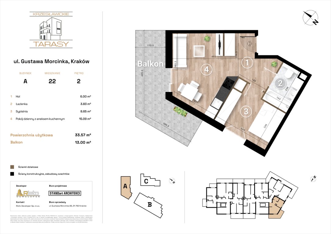 Nowe mieszkanie dwupokojowe KRZESŁAWICKIE TARASY Kraków, Wzgórza Krzesławickie, Gustawa Morcinka  34m2 Foto 1