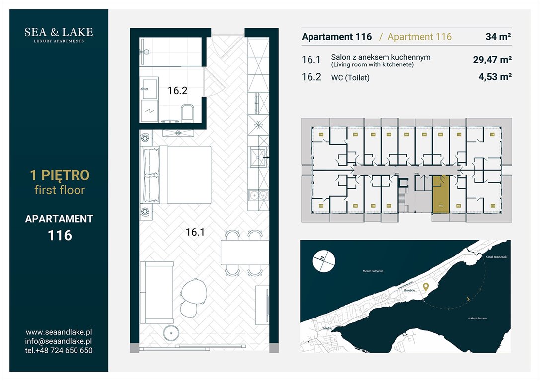 Nowa kawalerka Sea & Lake Apartamenty Mielno Molo Mielno, Unieście, Mielno Molo, Sosnowy Las 15  32m2 Foto 1