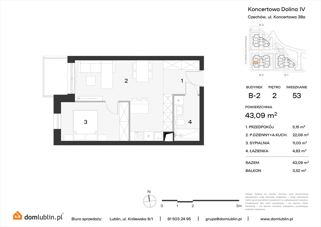 Nowe mieszkanie dwupokojowe Koncertowa Dolina Lublin, Choiny, Koncertowa  43m2 Foto 1