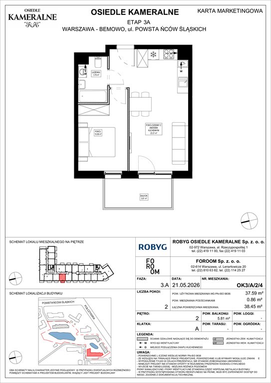 Nowe mieszkanie dwupokojowe Osiedle Kameralne etap 7 Warszawa, Powstańców Śląskich  38m2 Foto 1