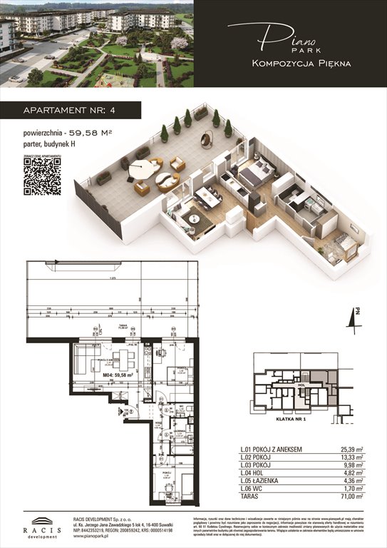 Nowe mieszkanie trzypokojowe Piano Park budynek H Suwałki, Rotmistrza Witolda Pileckiego 5a  60m2 Foto 1