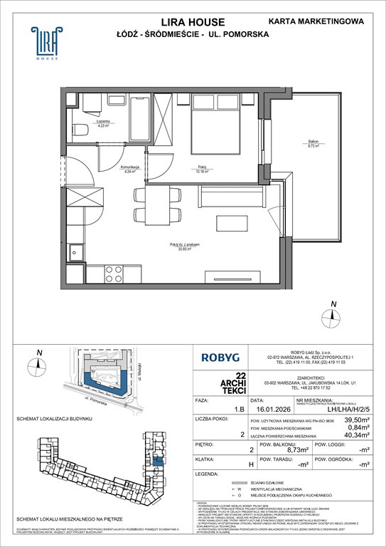 Nowe mieszkanie dwupokojowe Lira House Łódź, Pomorska 108  40m2 Foto 1