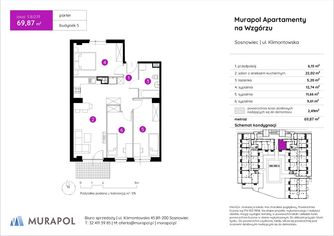 Nowe mieszkanie czteropokojowe  Murapol Apartamenty na Wzgórzu Sosnowiec, ul. Klimontowska  70m2 Foto 1