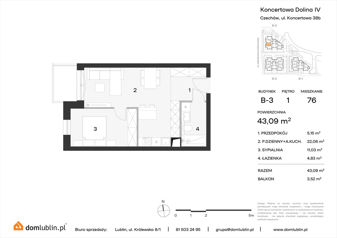 Nowe mieszkanie dwupokojowe Koncertowa Dolina Lublin, Choiny, Koncertowa  43m2 Foto 1