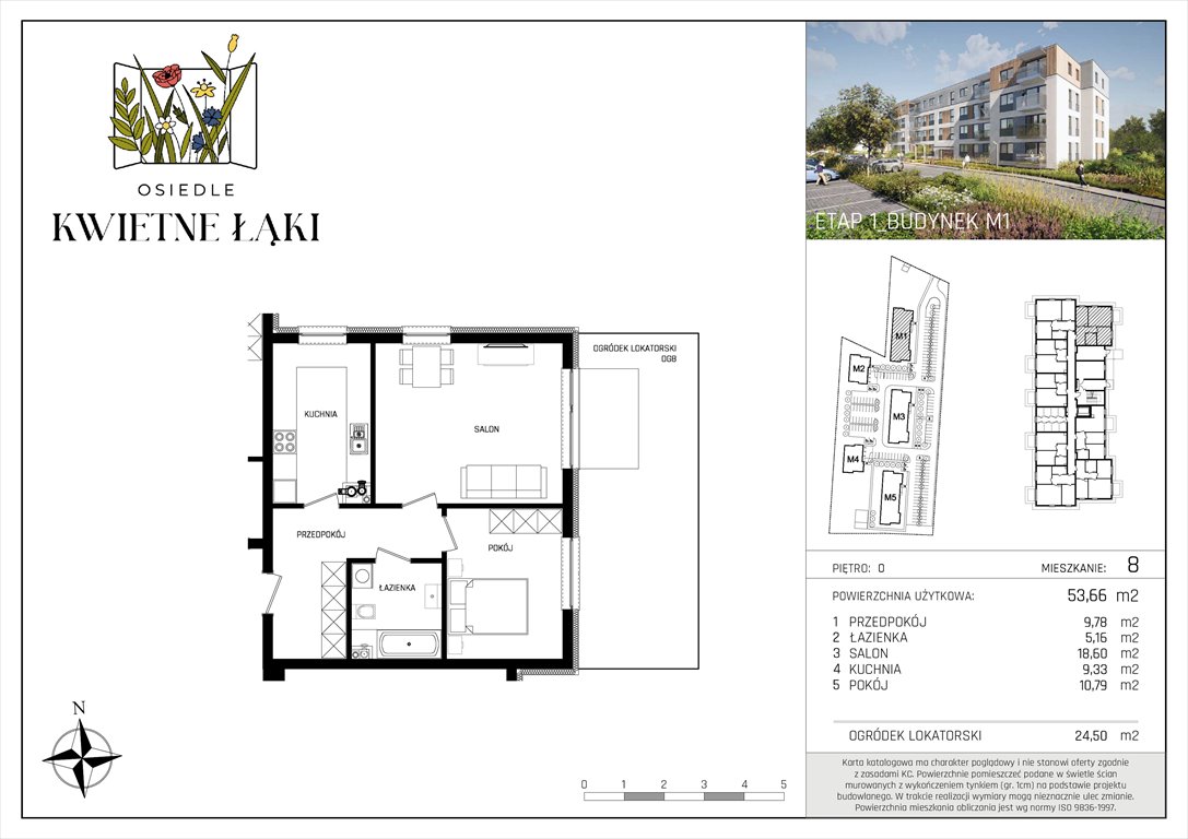 Nowe mieszkanie dwupokojowe Osiedle Kwietne Łąki Poddębice, Targowa 17  54m2 Foto 1