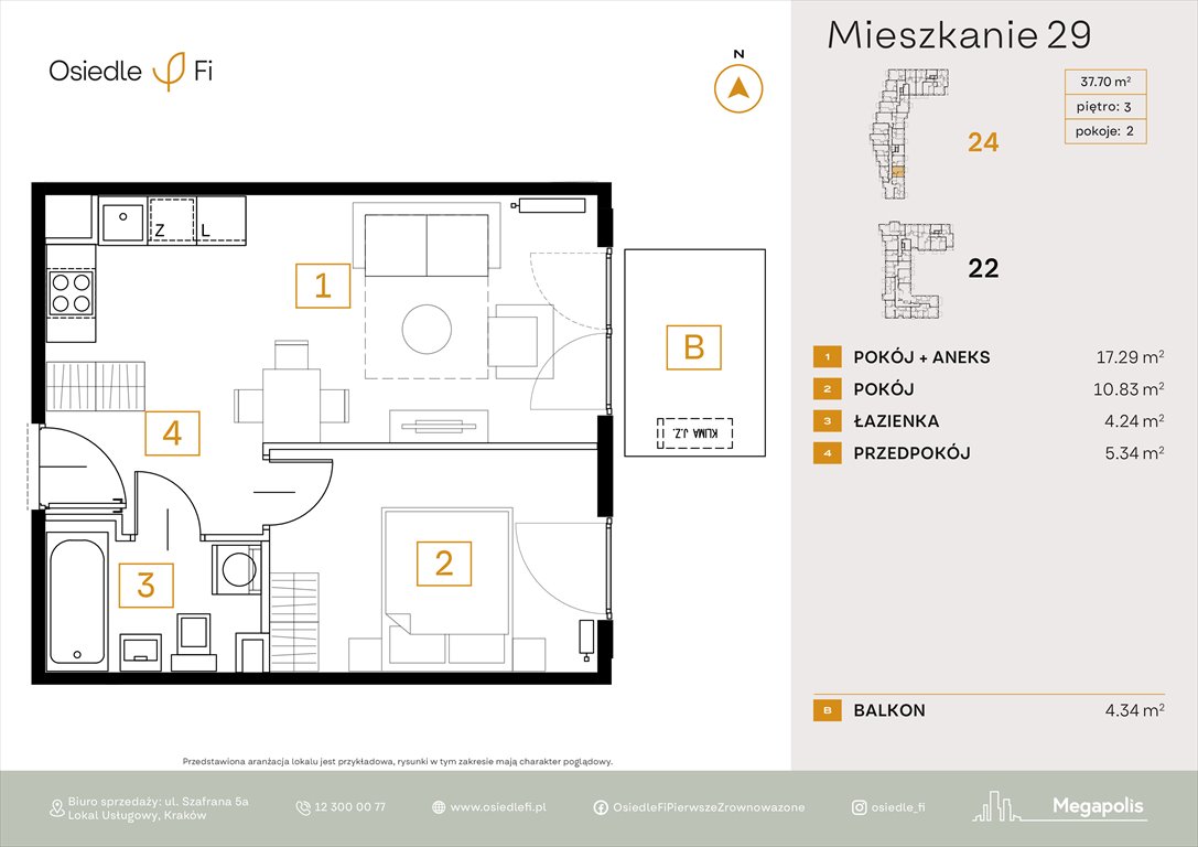 Nowe mieszkanie dwupokojowe Osiedle FI Kraków, Rzemieślnicza 22-24  38m2 Foto 1