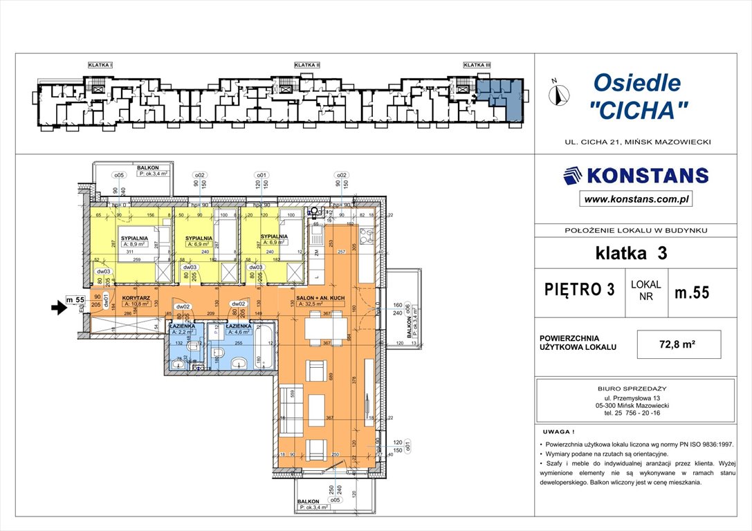 Nowe mieszkanie czteropokojowe  Cicha 21 Mińsk Mazowiecki, Cicha 12  73m2 Foto 1